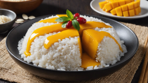 découvrez comment préparer un délicieux dessert mango sticky rice avec notre recette facile. un dessert thaïlandais original et savoureux à base de riz gluant, de mangue sucrée et de lait de coco, à déguster en été.