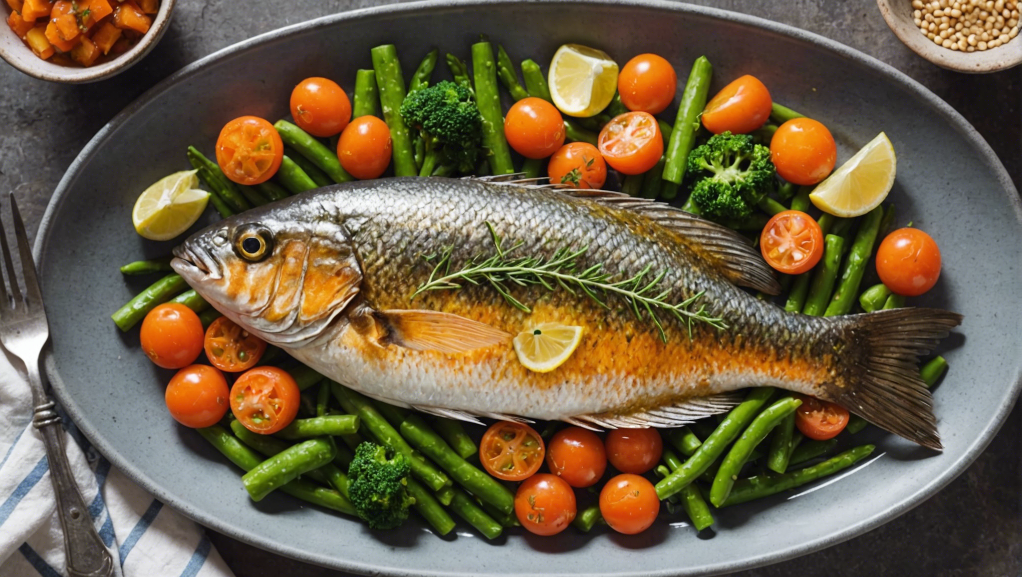 découvrez comment préparer un délicieux plat de poisson aux petits légumes au four avec cette recette simple et savoureuse.