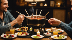 découvrez nos conseils pour réussir une soirée fondue entre amis : recettes de fondue, sélection de fromages, choix de vins et ambiance conviviale garantie!