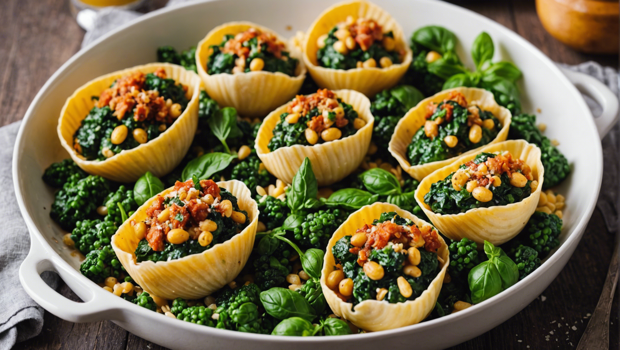 découvrez la délicieuse recette des conchiglioni farcis à la ricotta et aux épinards, parfait pour un repas gourmand et savoureux.