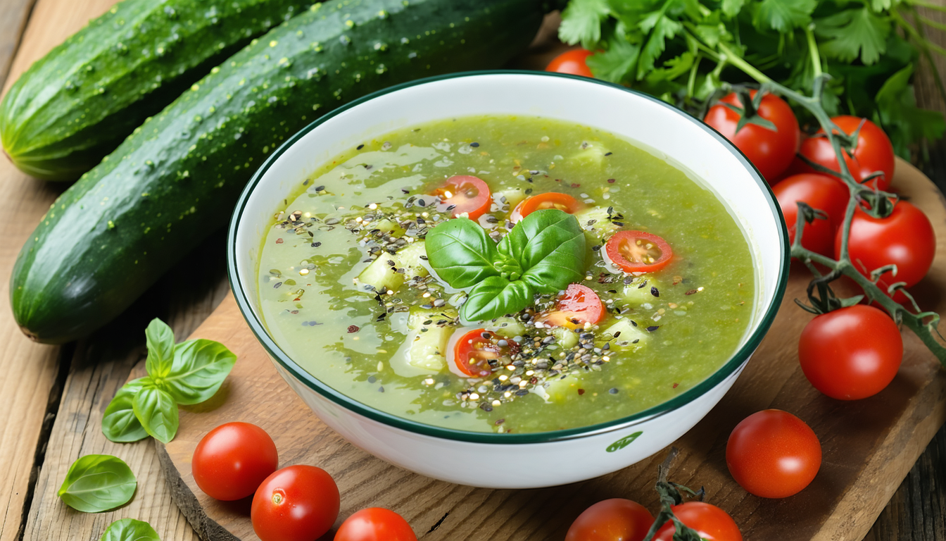 plongez dans une découverte culinaire rafraîchissante avec notre gaspacho de concombre. cette préparation savoureuse allie fraîcheur et légèreté, idéale pour vos repas d'été. découvrez la recette et les astuces pour le réussir à la perfection!