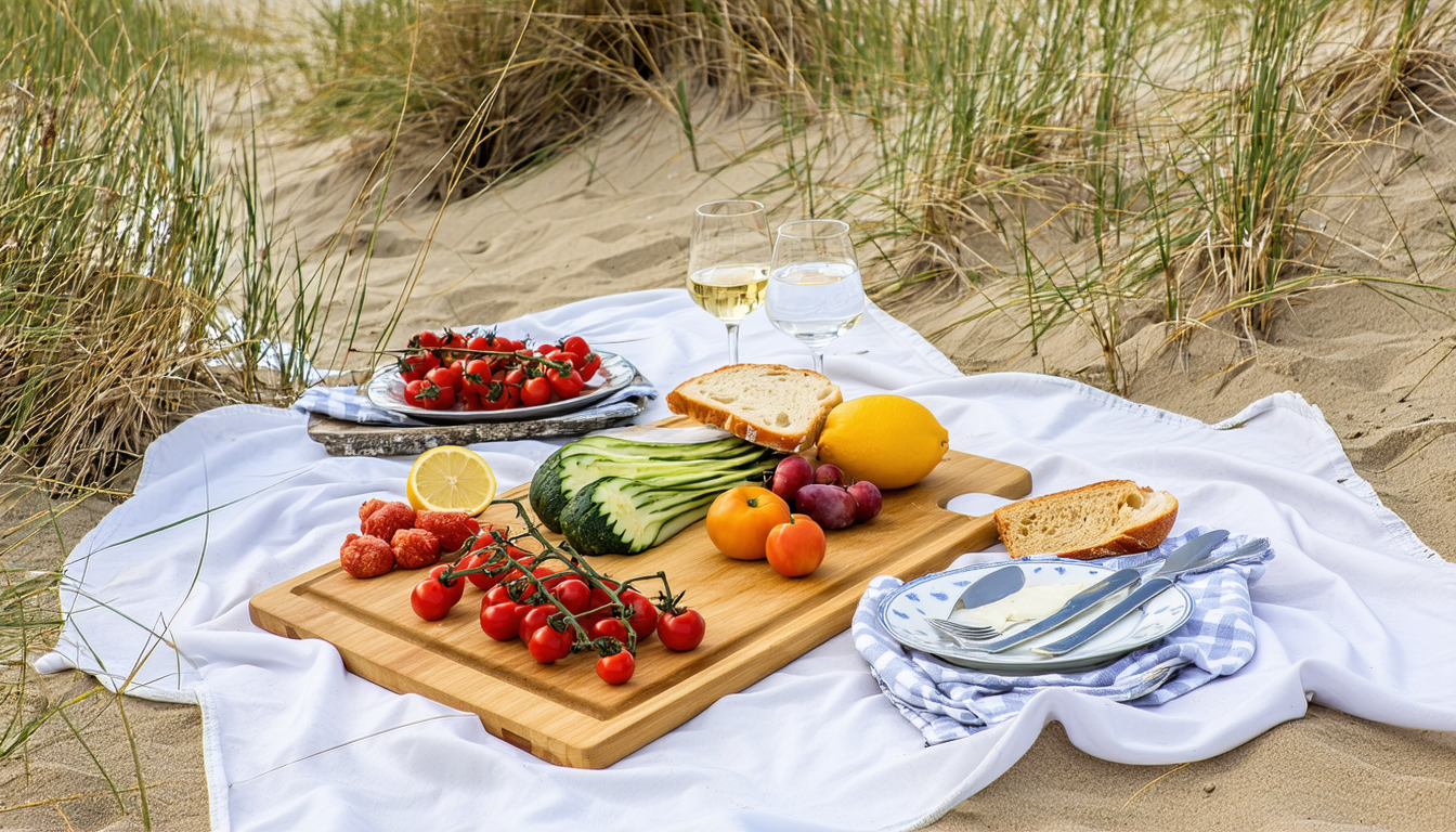 découvrez le pique-nique gourmand de nicolas conraux : savourez 9 délicieuses recettes inspirées des dunes, mettant en avant le tourteau, les artichauts, la salicorne et le far. une expérience culinaire inoubliable au cœur de la nature.