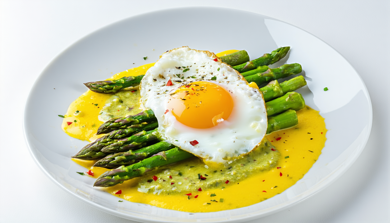 découvrez la délicieuse recette de printemps d'hélène darroze : des asperges blanches croquantes servies avec une onctueuse sauce aux œufs. une harmonie de saveurs parfaite pour vos tables printanières !