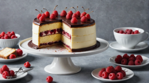 découvrez les étapes simples pour concocter un délicieux layer cake au chocolat blanc et à la framboise et régalez-vous avec cette recette fabuleuse.