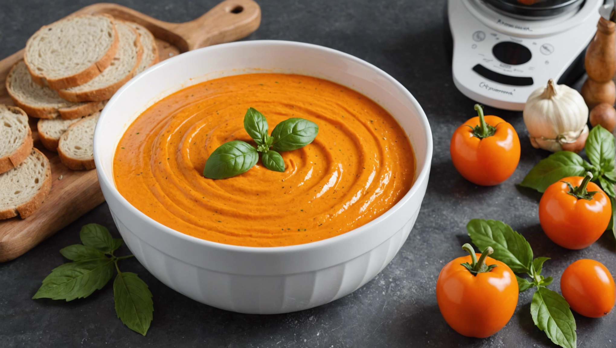 découvrez notre recette facile de crème de poivron faite maison préparée avec le thermomix. un délice à déguster en toute simplicité !