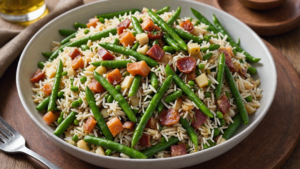 découvrez une recette gourmande de riz aux haricots verts, lardons et gruyère qui ravira vos papilles. facile à préparer et délicieusement gratinée, cette recette régale à coup sûr.