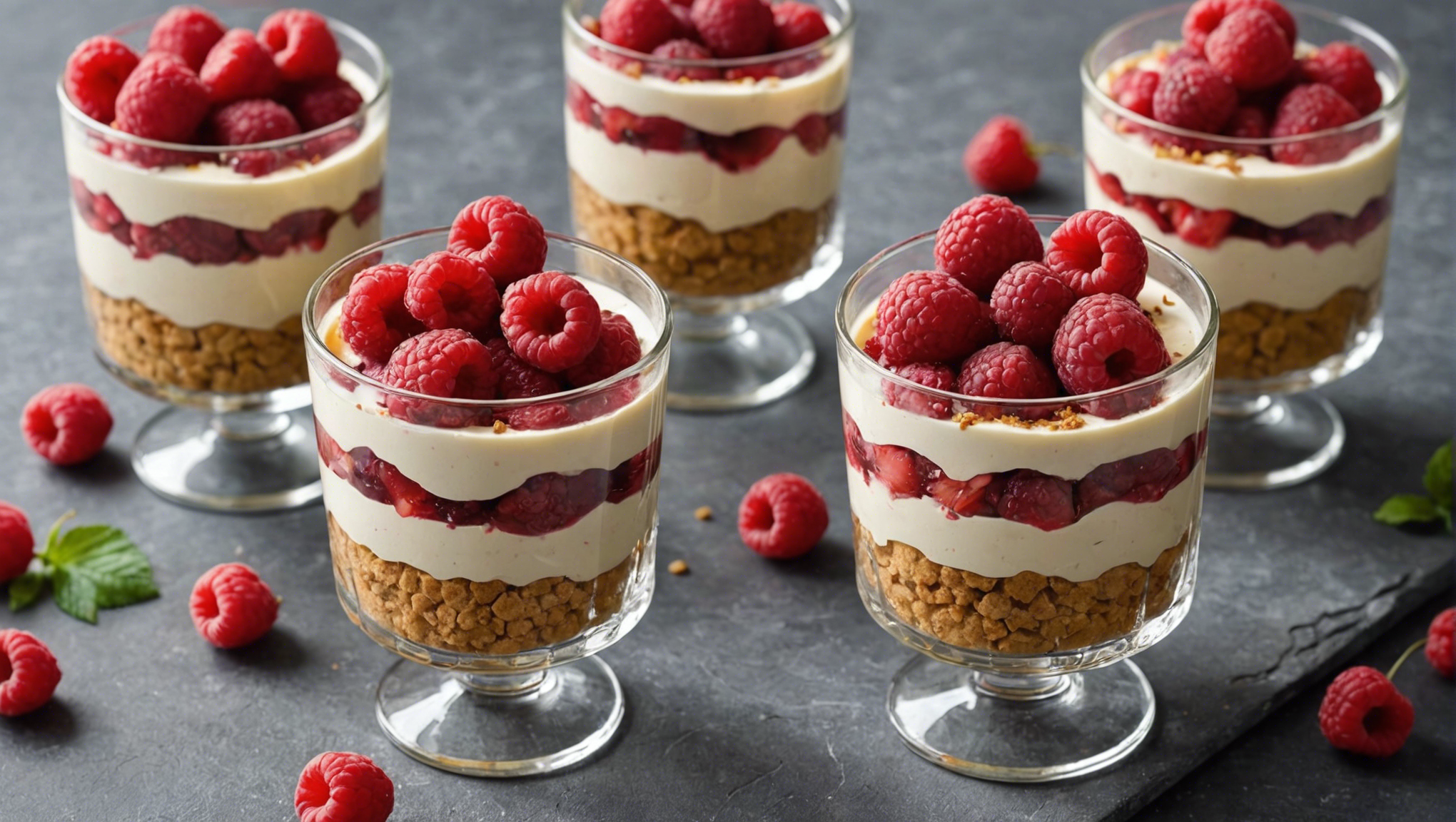 découvrez une recette de verrines gourmandes aux framboises et spéculoos pour un dessert délicieux. facile à préparer et savoureux, ces verrines raviront vos papilles.